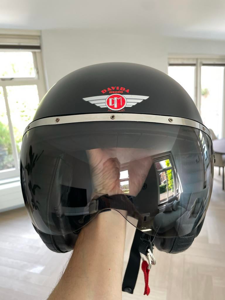 Davida Moto Jethelm Mat Zwart met Vizier, Overige merken, Heren, Jethelm, Ophalen of Verzenden