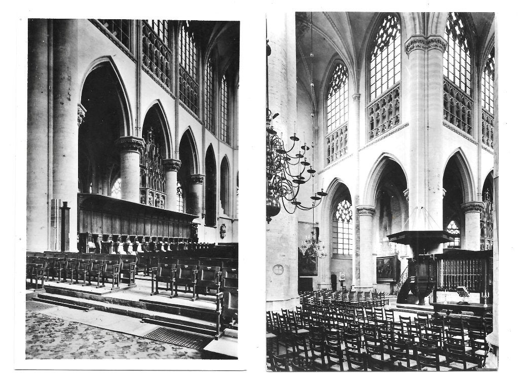 AK Breda - 2 x Interieur Grote of O.L.V. Kerk, Verzenden, 1960 tot 1980, Ongelopen, Noord-Brabant