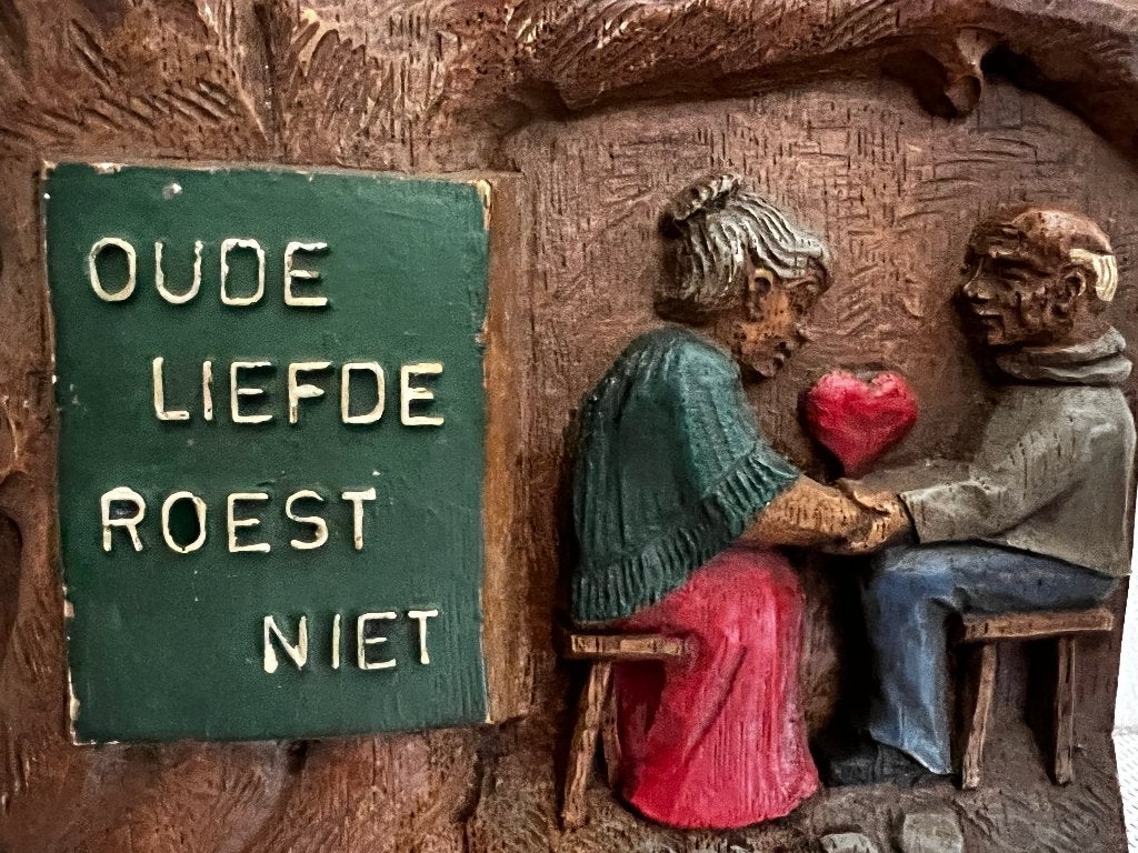 Ouderwets stenen wandbordje met tekst, Tekstbord, 14 cm, Steen/keramiek, Ophalen of Verzenden