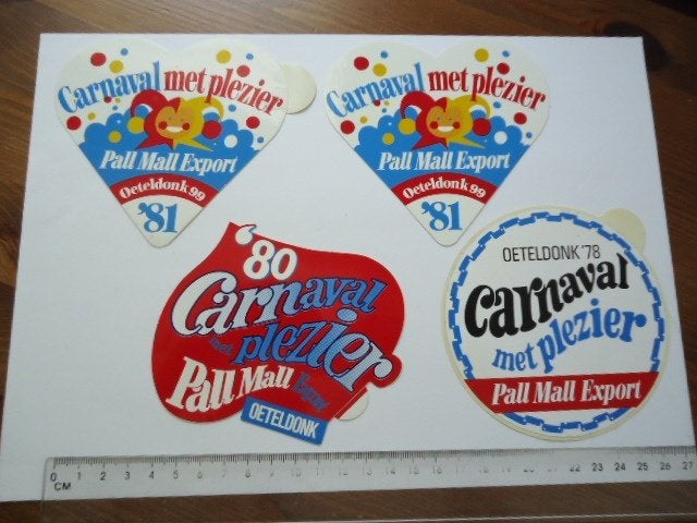 sticker oud Carnaval Oeteldonk 1978 80 81 den bosch pme 4x, Verzenden, Zo goed als nieuw, Bedrijf of Vereniging