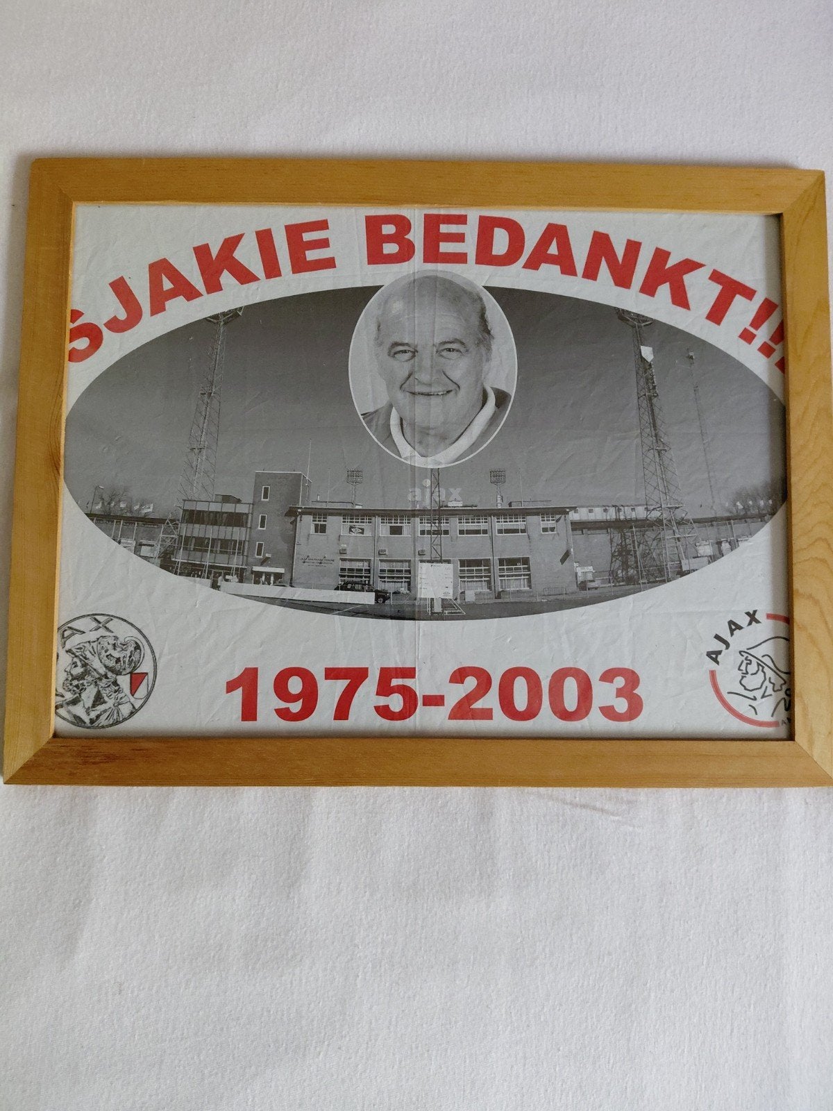 Herinnering aan Sjakie Wolfs - Ajax Materiaalman, Minder dan 50 cm, Gebruikt, Ophalen of Verzenden, Foto of Poster
