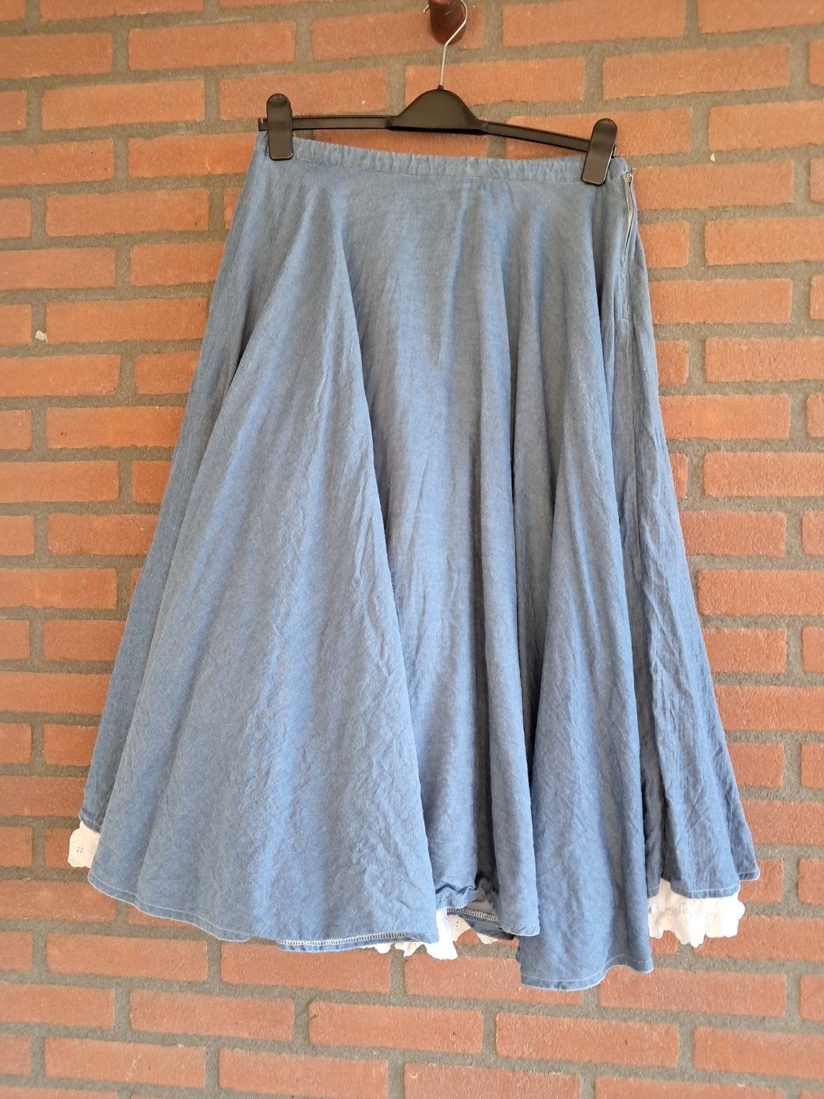 Leuke rock&roll rok met petticoat. Zelf gemaakt., Blauw, Maat 42/44 (L), Ophalen of Verzenden, Zo goed als nieuw