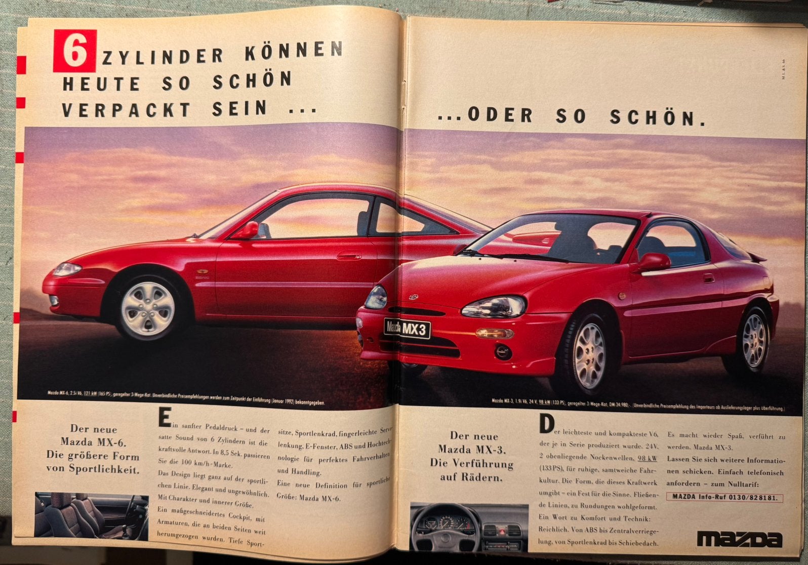 Advertentie Mazda MX-3 en MX-6 V6, Verzenden