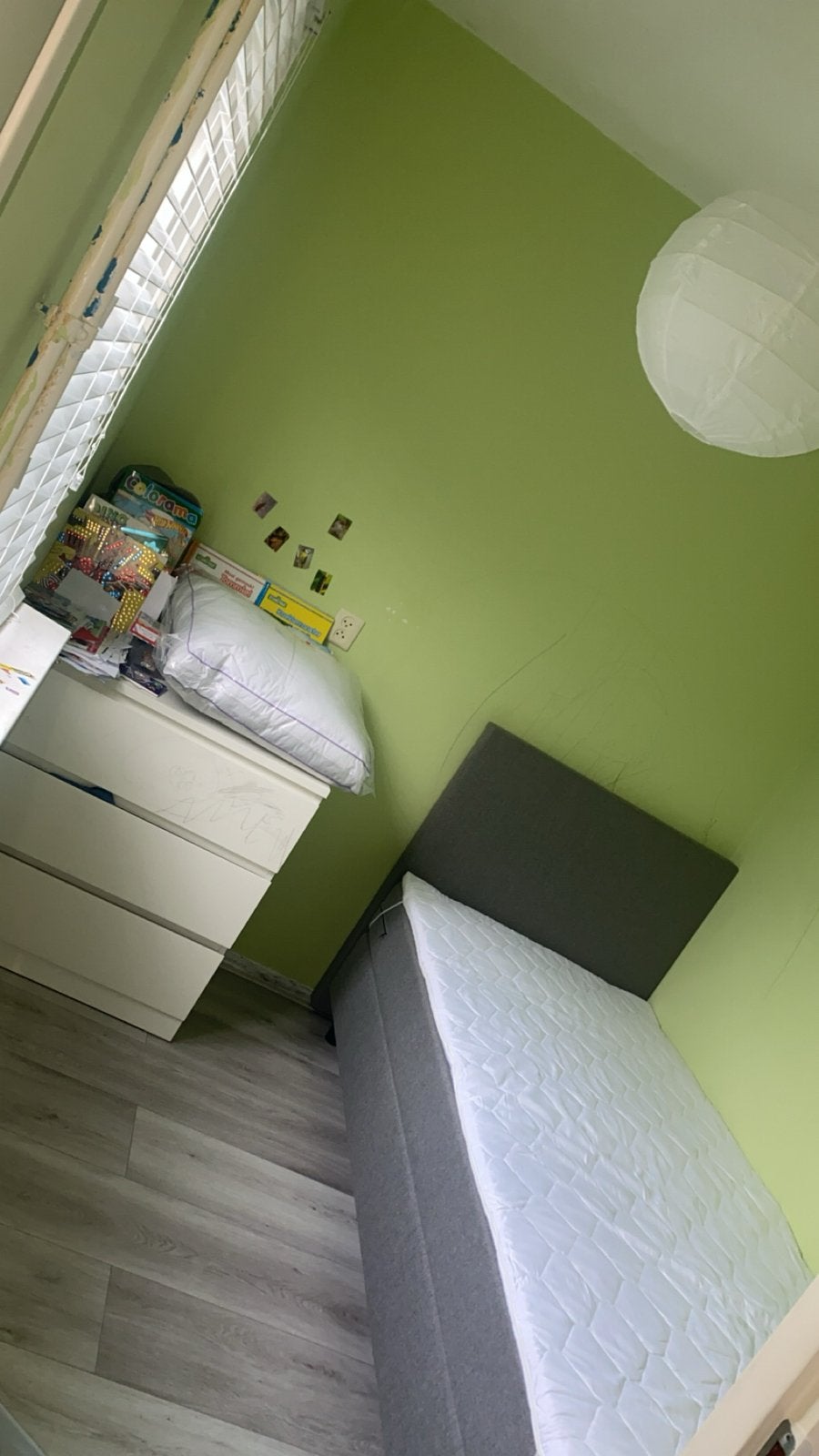Eenpersoonsbed met matras en hoofdbord, Ophalen, Gebruikt, 90 cm, Eenpersoons