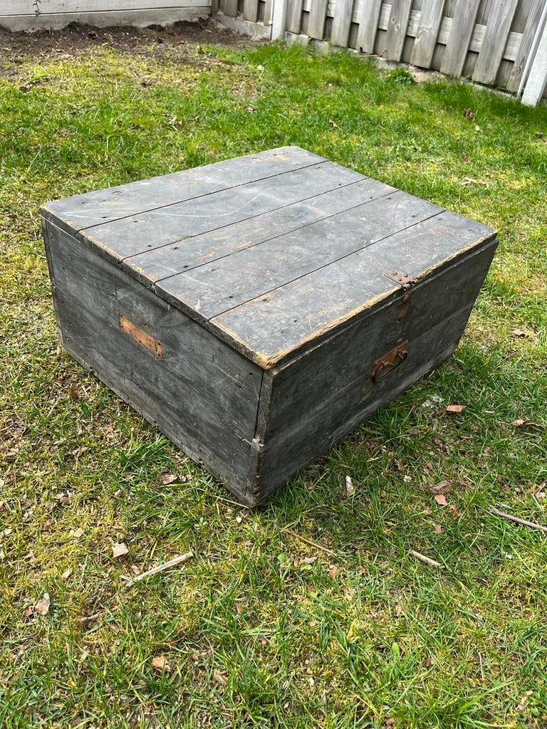 Vintage Houten Legerkist, Ophalen, Gebruikt, 50 tot 100 cm, Minder dan 50 cm