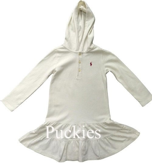 Maat 122 Ralph Lauren polojurk crème NIEUW (9526) a, Meisje, Nieuw, Ophalen of Verzenden, Jurk of Rok