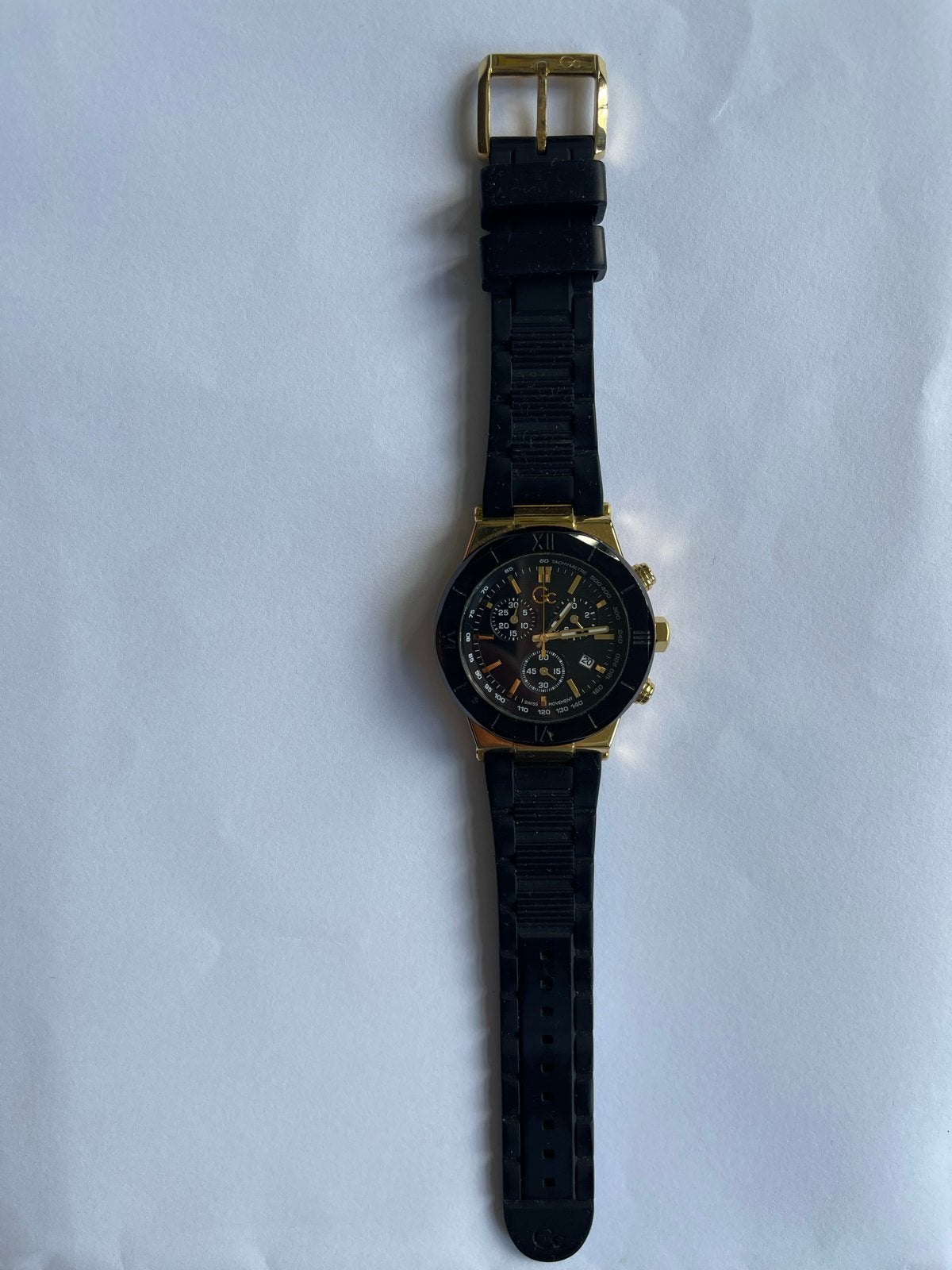 Gc Chronograaf Herenhorloge - Zwart/Goud, Overige merken, Overige materialen, Polshorloge, Kunststof