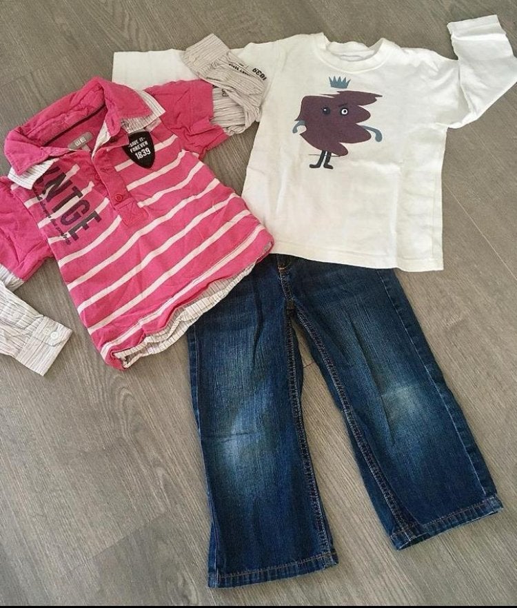 Stoer 3 delig set: broek en 2 x truitje , maatje 98, Kinderen en Baby's, Kinderkleding | Maat 98, Gebruikt, Setje, Jongen, Diverse merken