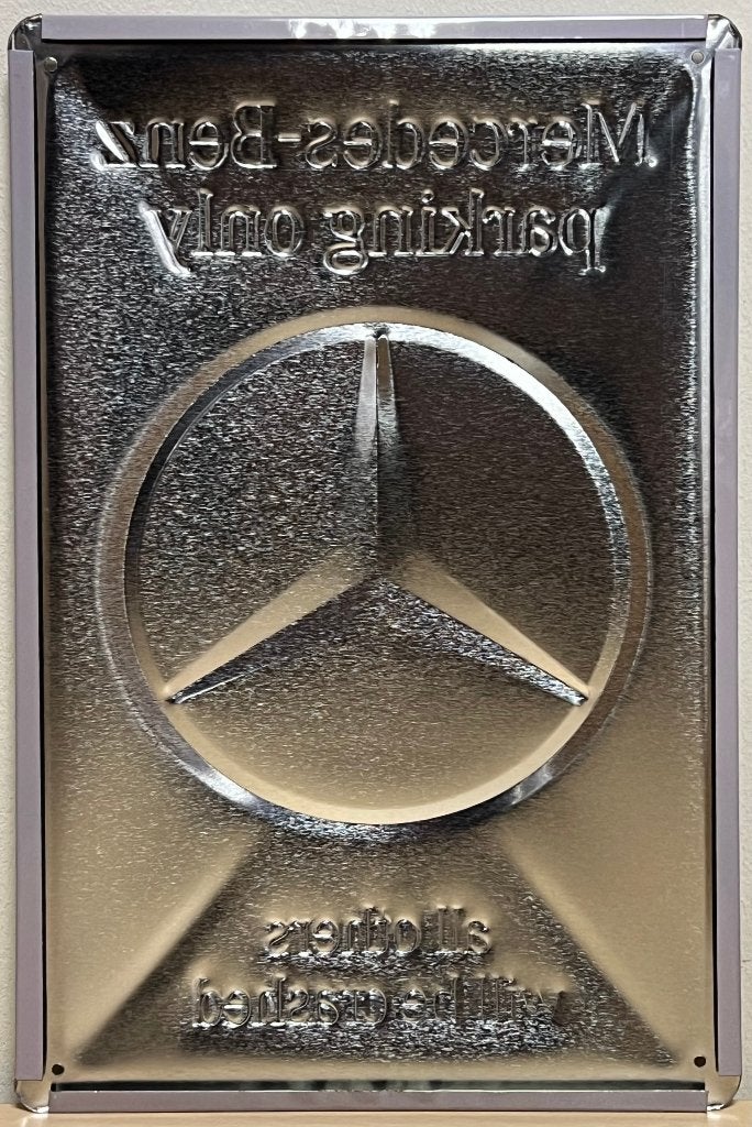 Mercedes Benz Parking Only relief reclamebord van metaal, Ophalen of Verzenden, Nieuw, Auto's