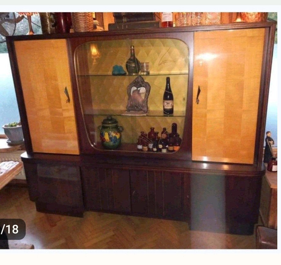 Vintage Vitrinekast Jaren 50-60 - Prachtig en Functioneel, Ophalen, Gebruikt, Glas, 150 tot 200 cm