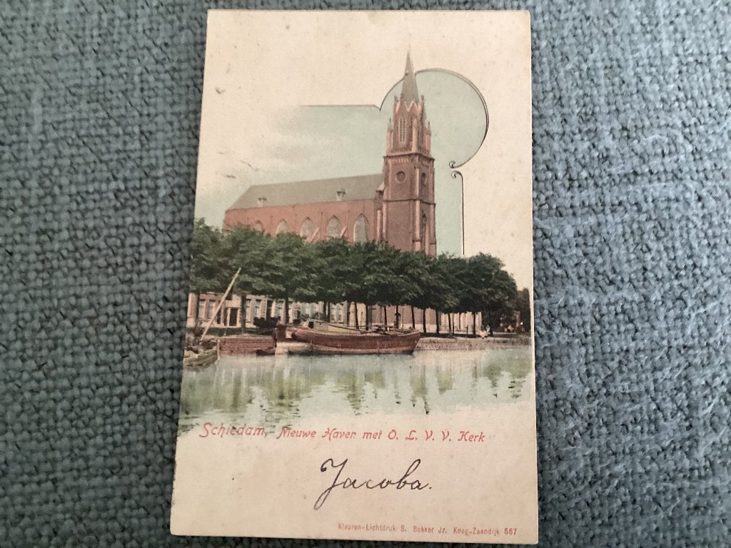 Schiedam. Schip., Ophalen of Verzenden, Voor 1920, Gelopen, Zuid-Holland