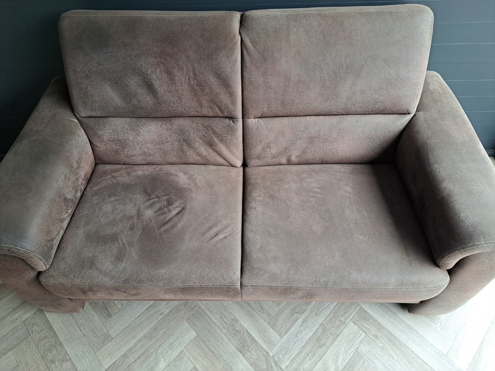 Comfortabele tweepersoonsbank - Bruin stof, Ophalen, Gebruikt, 150 tot 200 cm, Tweepersoons