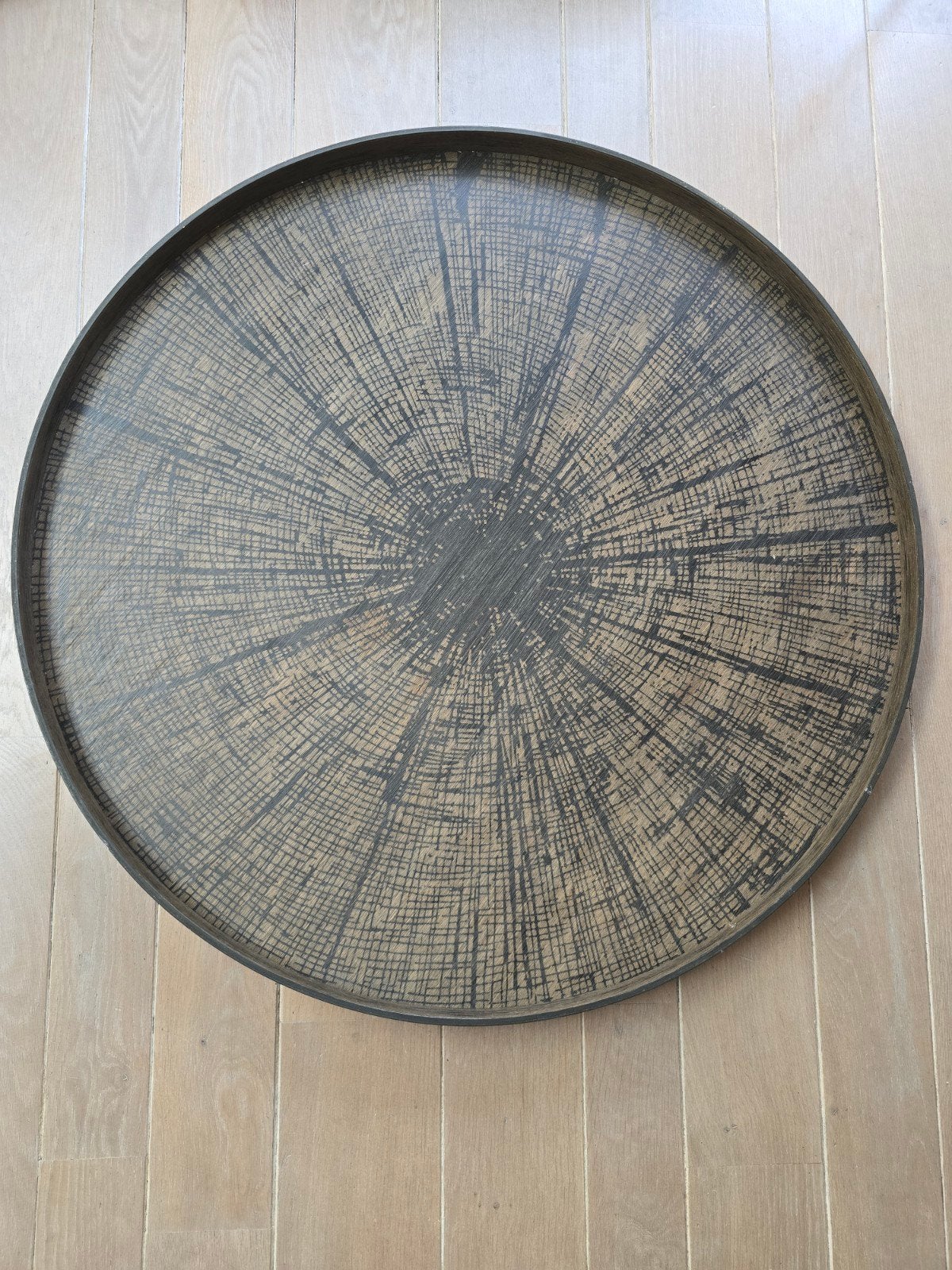 Ethnicraft dienblad 91cm, Huis en Inrichting, Woonaccessoires | Dienbladen, Ophalen, Rond, Afneembaar, Zo goed als nieuw
