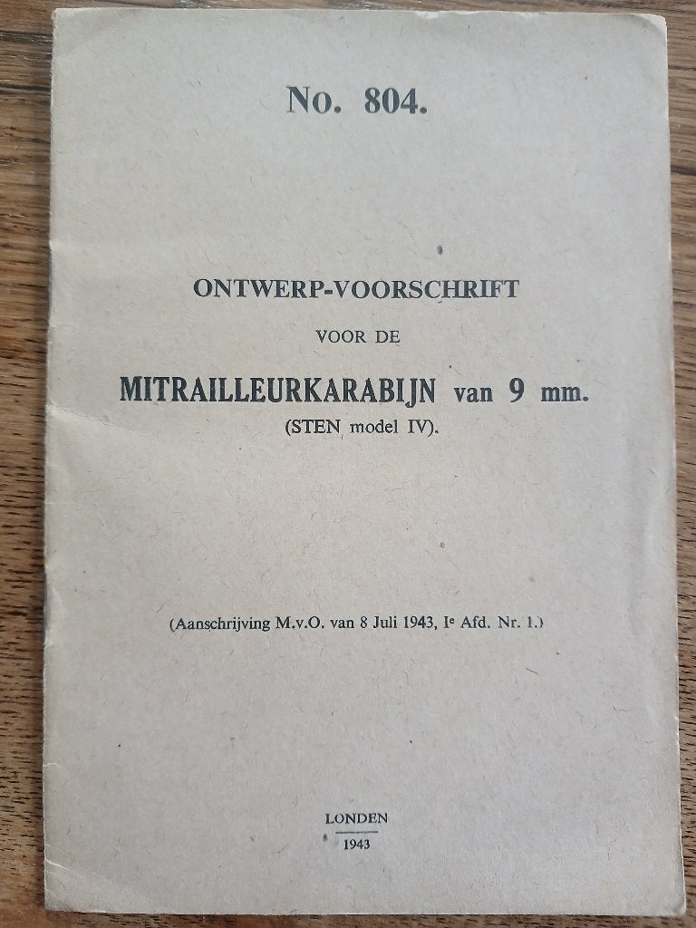 Ontwerp voorschrift Stengun 1943, Ophalen of Verzenden, Nederland, Boek of Tijdschrift