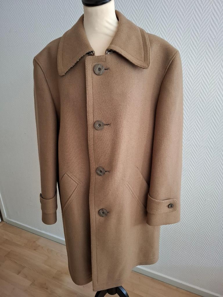 Wollen heren jas - lichtbruin/oker - maat 48, Kleding | Heren, Jassen | Winter, Zo goed als nieuw, Maat 48/50 (M), Bruin, Ophalen of Verzenden