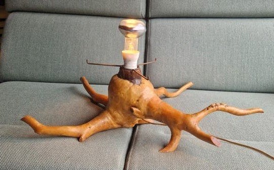 bijzondere retro tafellamp/retro wortelhouten lamp, Ophalen, Huis en Inrichting