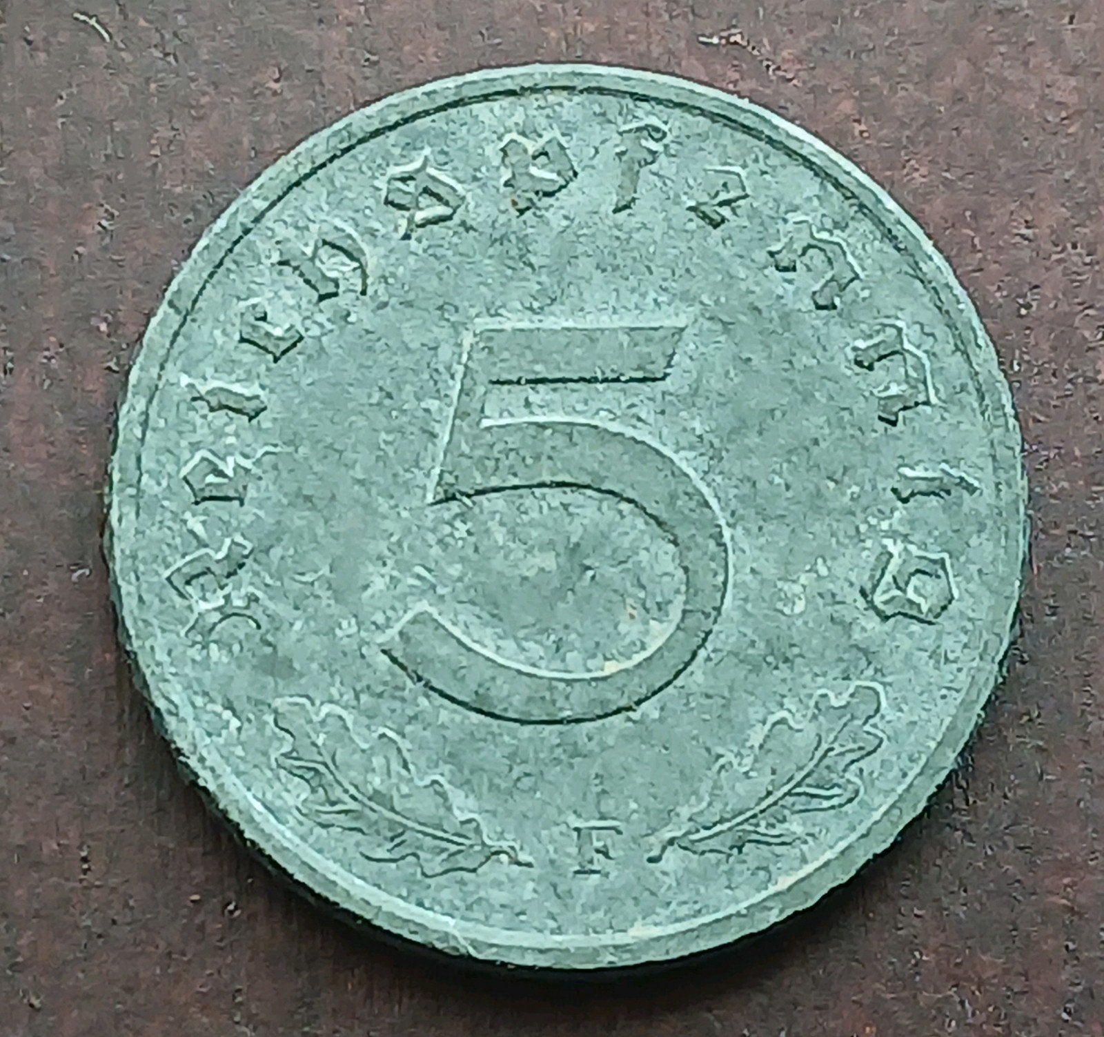 Nazi Duitsland 5 Reichspfennig 1941F Oude Munt WO2 Swastika, Ophalen of Verzenden, Duitsland