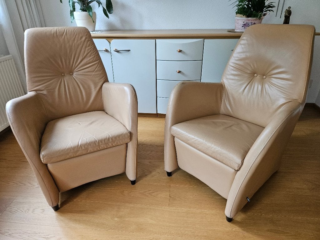 Design vintage fauteuils, Ophalen, Gebruikt, Minder dan 75 cm, Leer