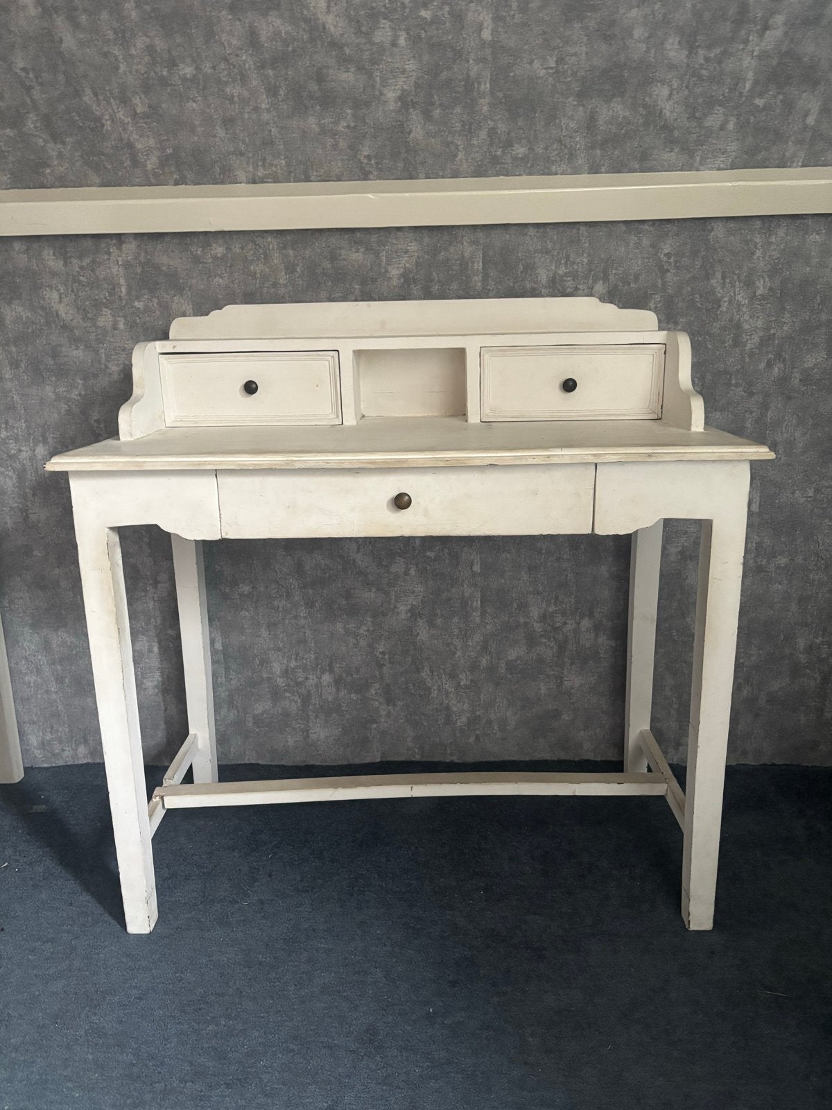 Vintage wit bureau met lades - 95x95x48cm, Ophalen, Gebruikt, Met lades, Secretaire