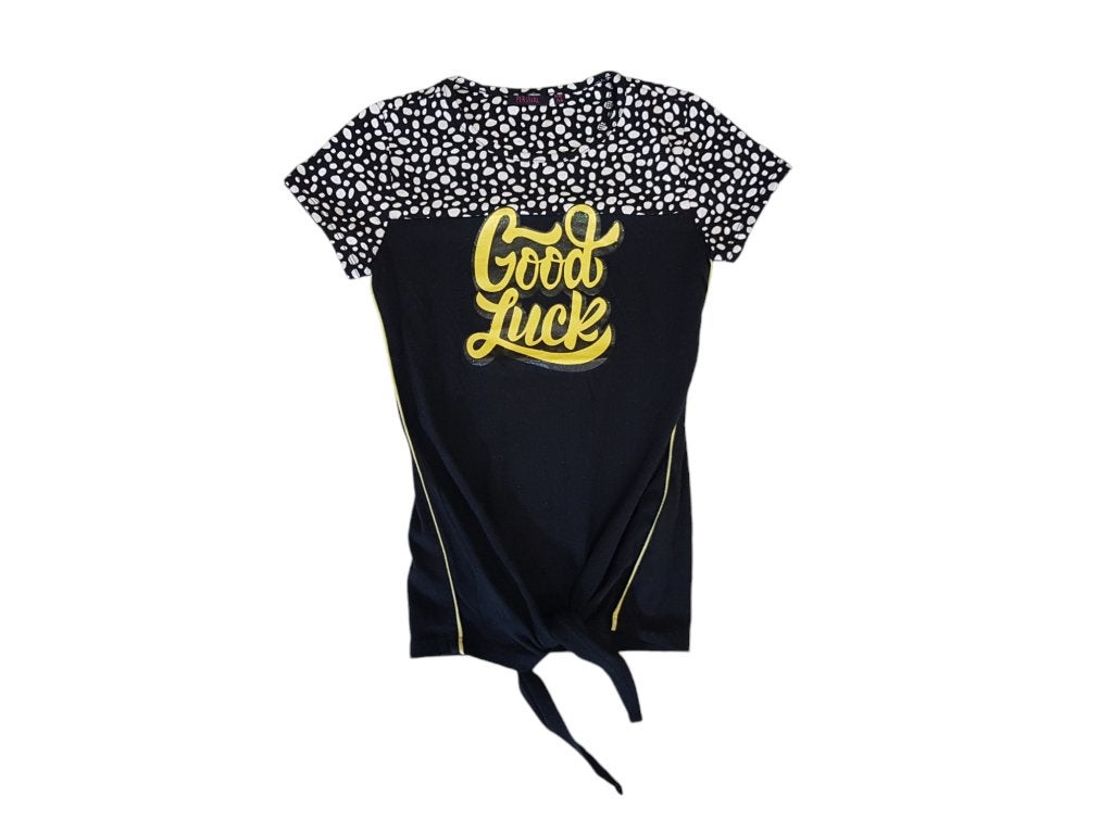Gaaf zwart PERSIVAL knoopshirt GOOD LUCK maat 140-146., Kinderen en Baby's, Kinderkleding | Maat 140, Persival, Zo goed als nieuw