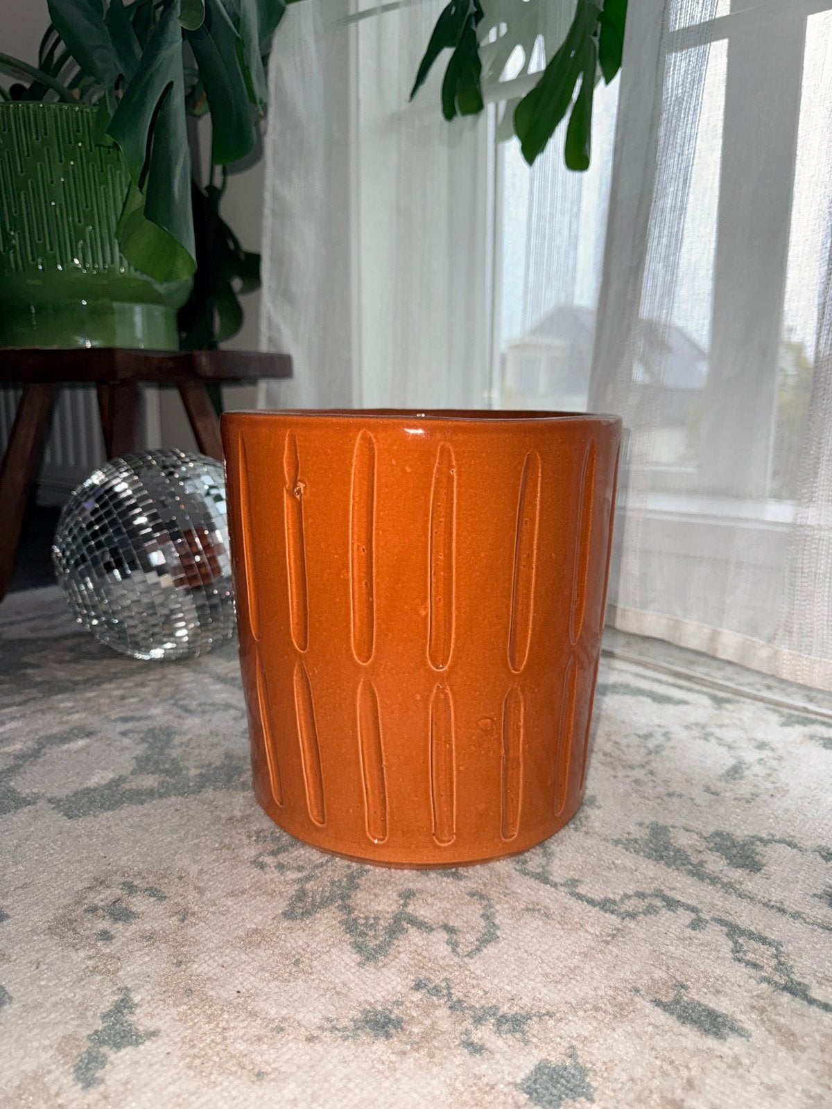 Geglazuurde terracotta bloempot, Ophalen, Rond, Binnen, Zo goed als nieuw