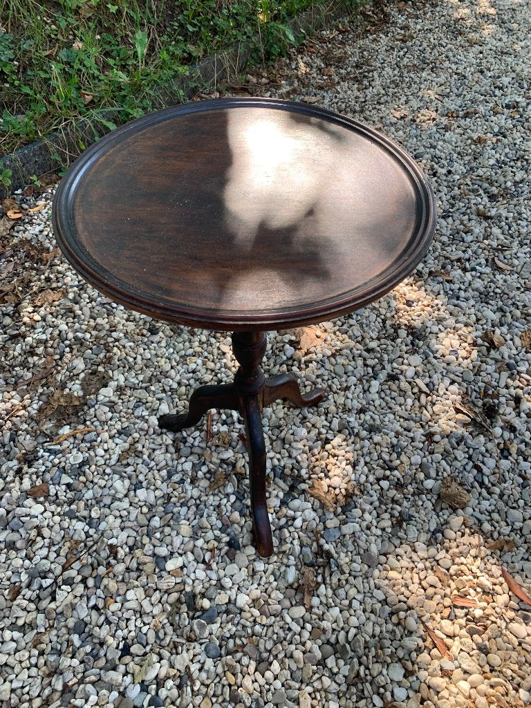 Antiek driepotig wijntafeltje (gueridon-stijl), Minder dan 55 cm, Gebruikt, Rond, Gueridon-stijl