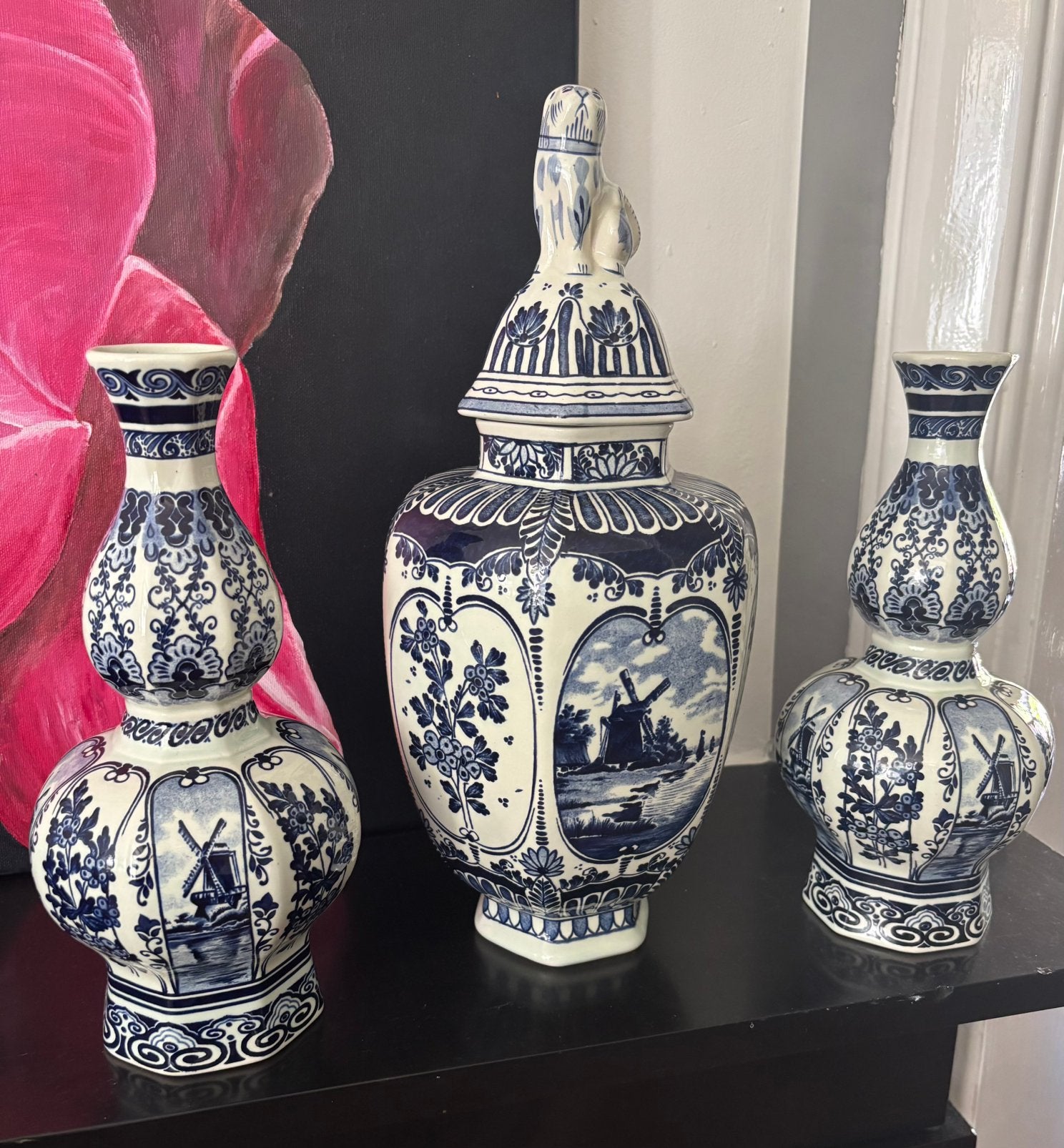 Delfts blauwe vintage set van Boch Belgium Royal Sphinx, Ophalen