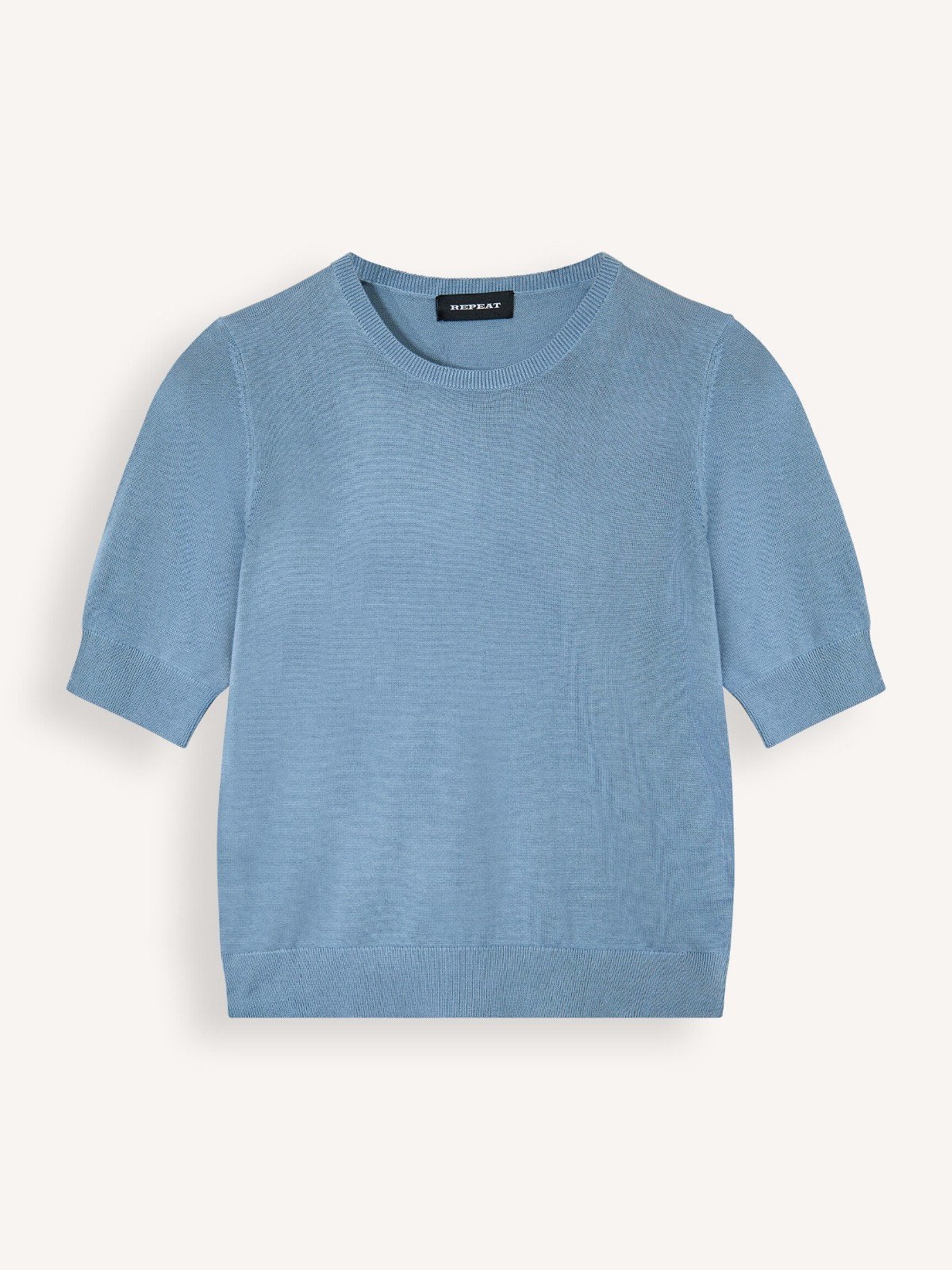 Prachtig fijn gebreid truitje met korte mouw van REPEAT, Maat 38/40 (M), Blauw, Ophalen of Verzenden, Zo goed als nieuw