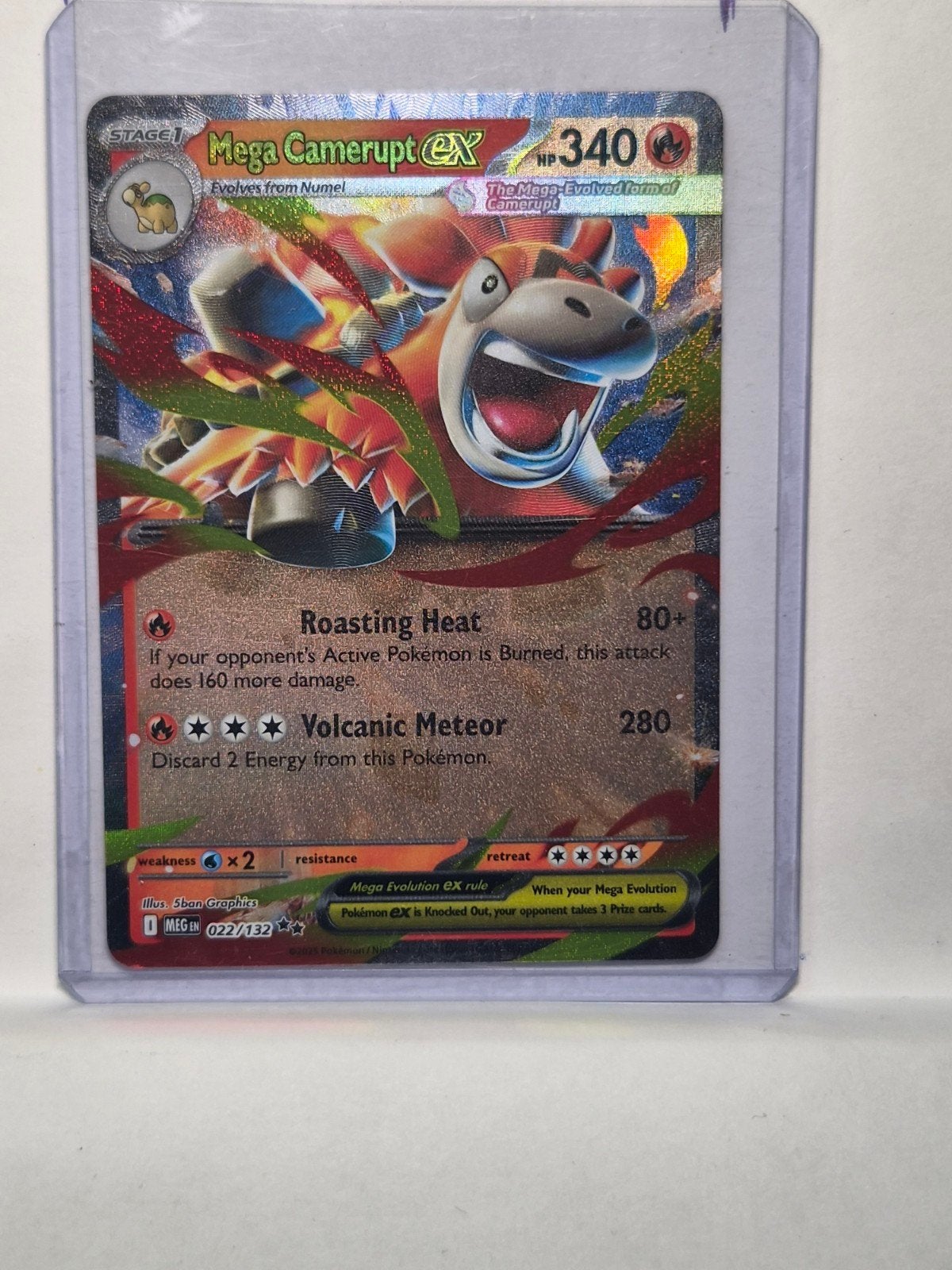 Mega Camerupt EX 022/132 Pokémon kaart, Ophalen of Verzenden, Zo goed als nieuw, Losse kaart