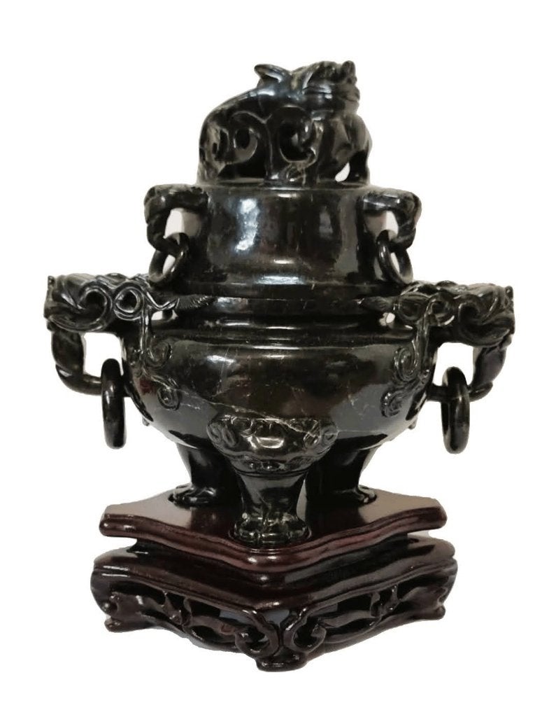 Wierookbrander /Wierookpot - Tripot in Nephrite., Ophalen of Verzenden
