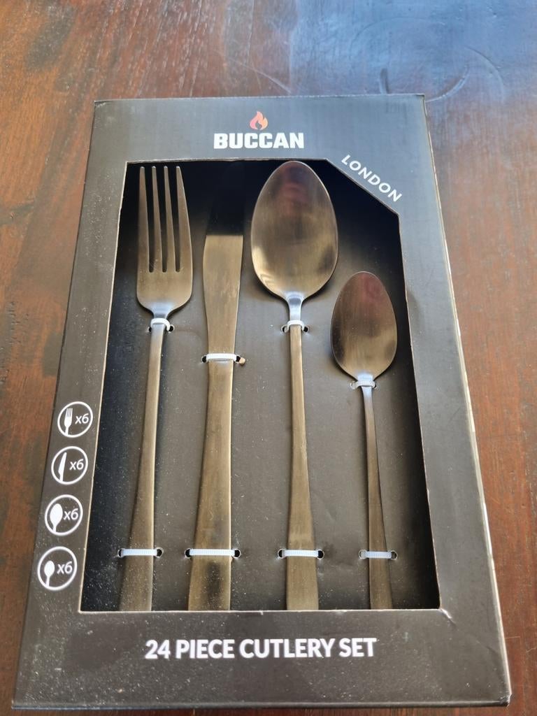 Mat zwarte bestek set Buccan, Ophalen of Verzenden, Nieuw, Overige materialen