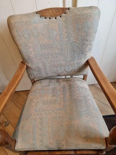 Twee oude fauteuil stoeltjes, Gebruikt, Minder dan 75 cm, Stof, 50 tot 75 cm