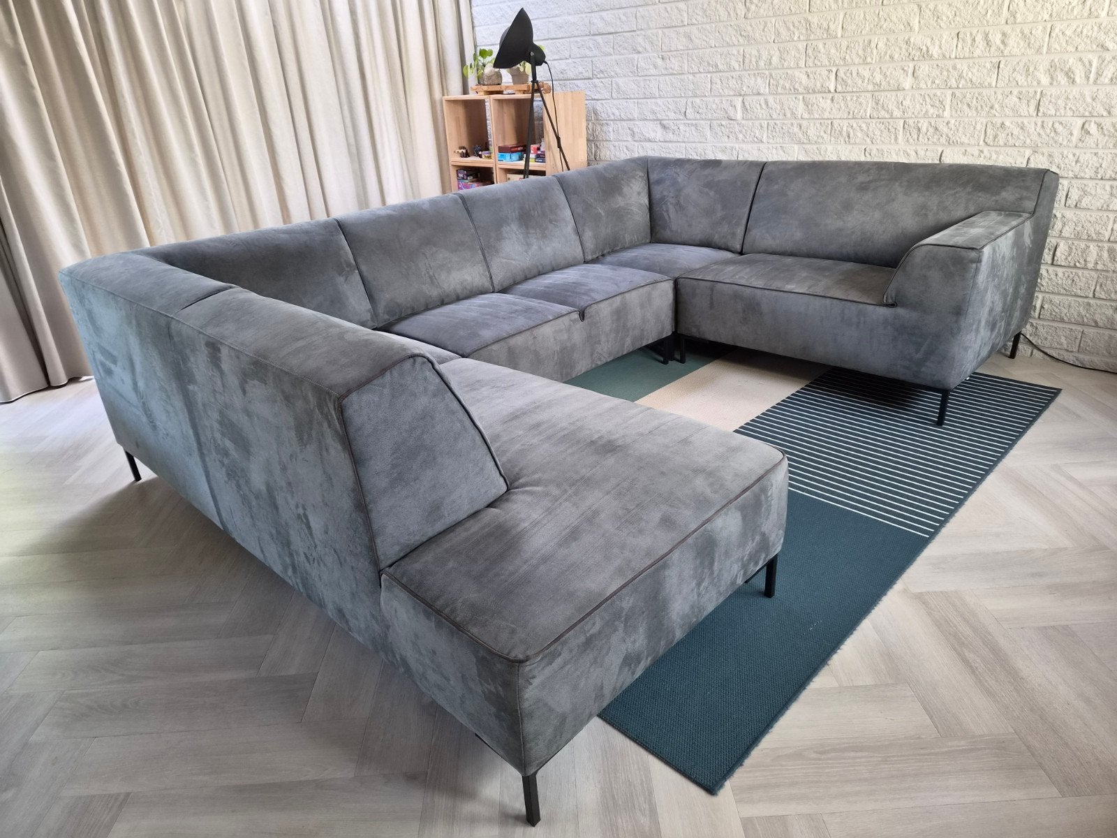 Montel Fresh hoekbank petrol suede, Huis en Inrichting, Ophalen, Zo goed als nieuw, Leer, Modern, Comfortabel