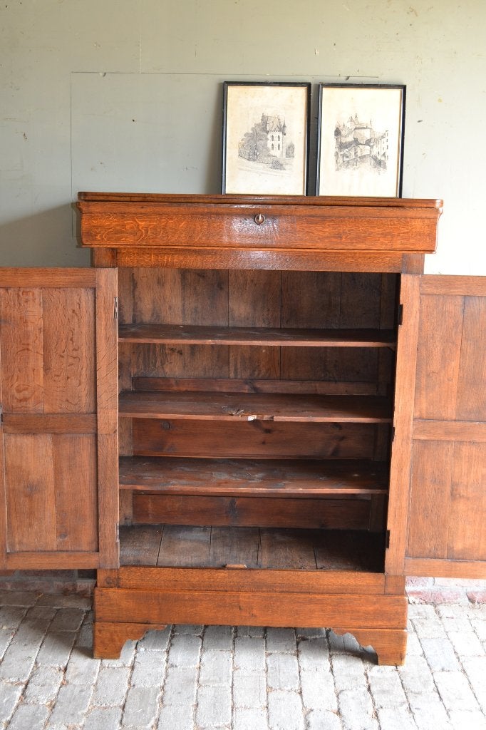 Prachtige antieke eiken houten Louis Philippe meidenkast., Verzenden