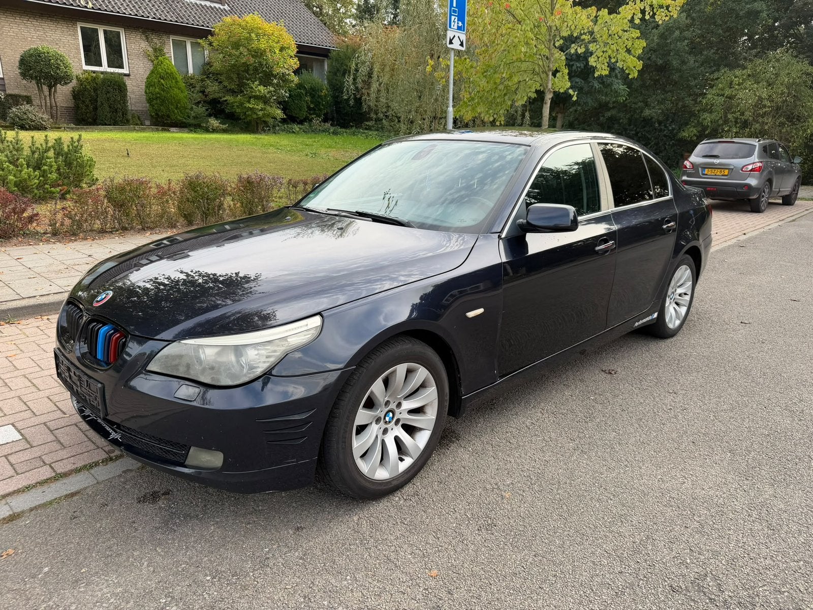 BMW 5-Serie 2.0 520D 2007 Grijs, Auto's, Achterwielaandrijving, 4 cilinders, Blauw, 163 pk