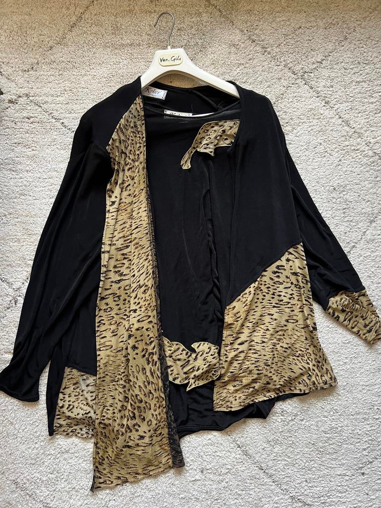 Koker Amsterdam vest en shirt set met dierenprint, Ophalen of Verzenden, Gedragen, Maat 46/48 (XL) of groter, Zwart