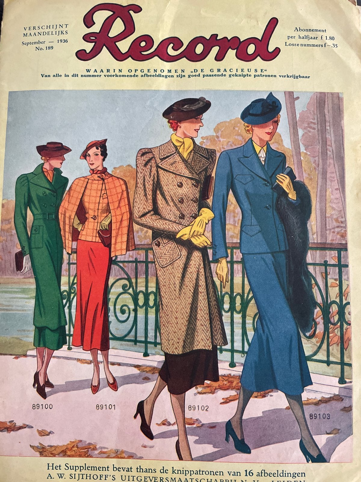 Record Magazine - Oude modebladen uit 1936, Boeken, Ophalen of Verzenden, Gelezen, Damesbladen