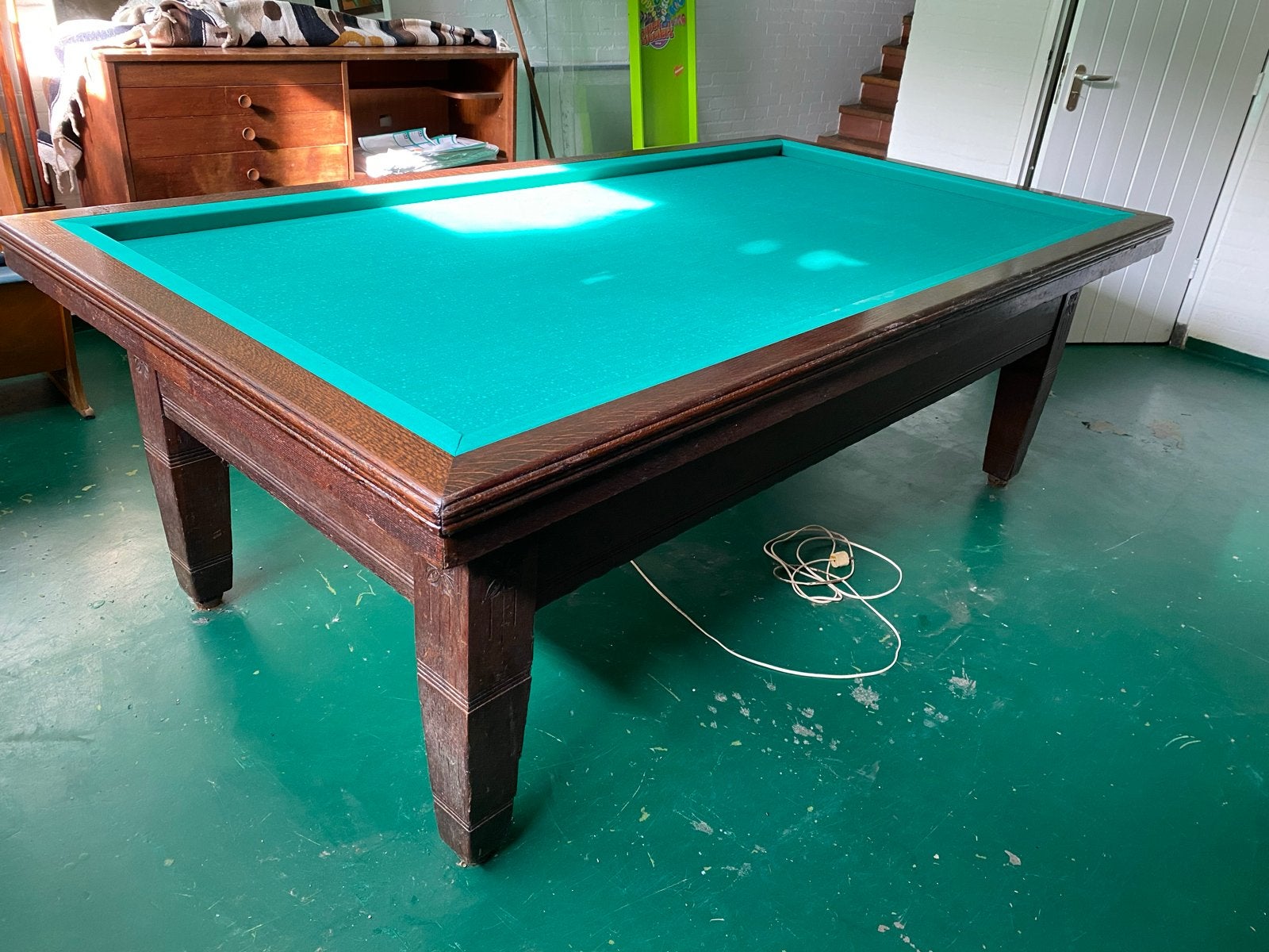 Vintage Biljarttafel met accessoires, Ophalen of Verzenden, Gebruikt, Biljarttafel