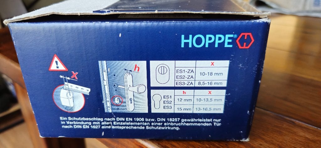 HOPPE Deurklink met veiligheidsbeslag - Nieuw in doos, Ophalen, Nieuw, Rvs, Klink of Kruk