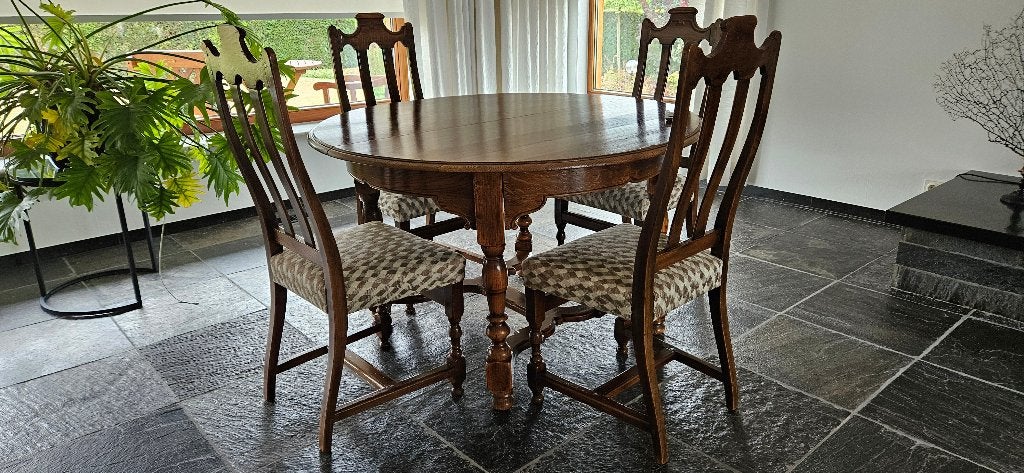 Eetkamertafel, Ophalen, 100 tot 150 cm, Eikenhout, 200 cm of meer