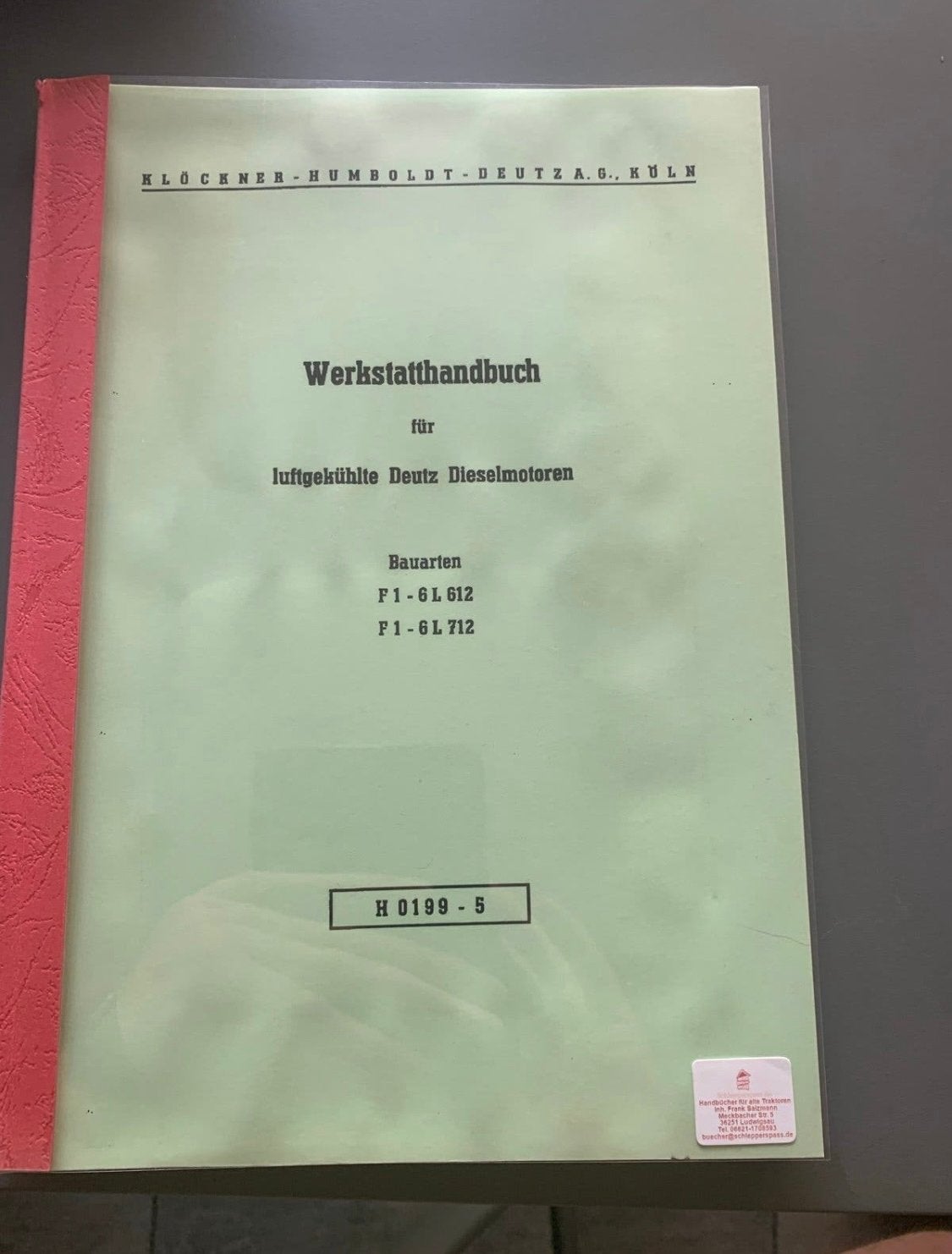 Werkplaatshandboek Deutz F1L612 t/m F6L712 Motoren, Ophalen of Verzenden, Gelezen, Overige merken