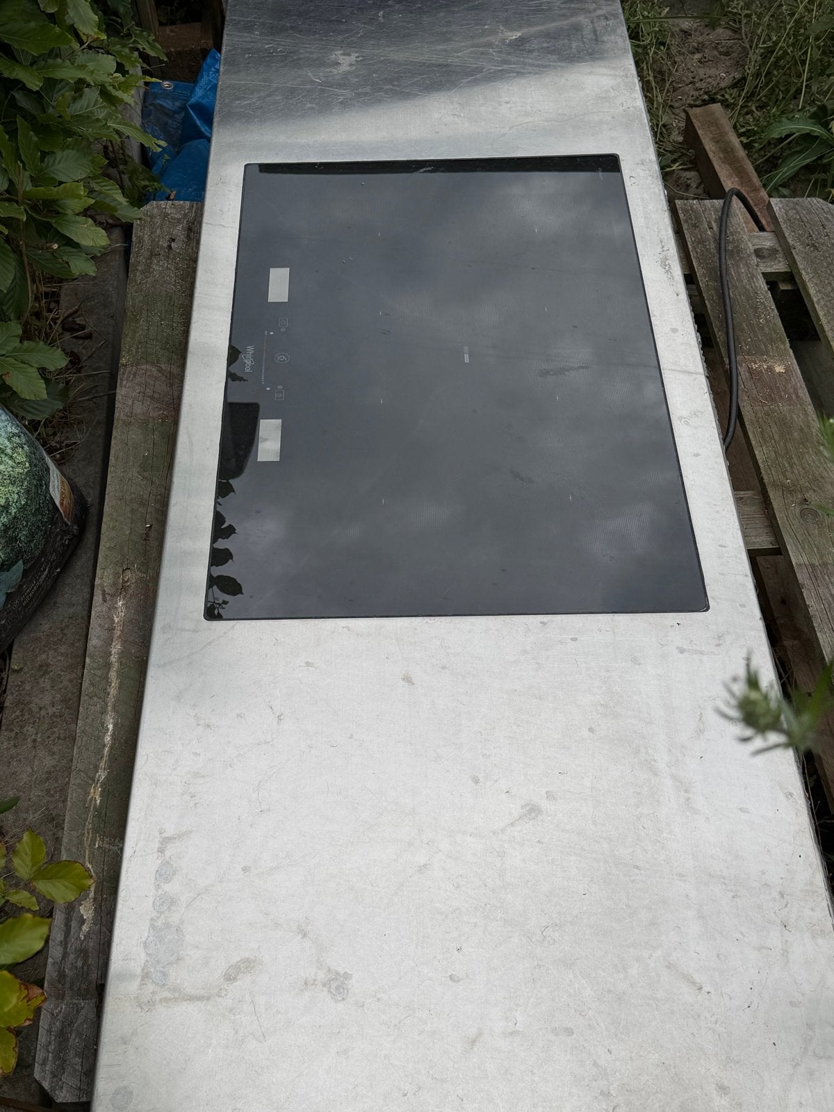 RVS aanrecht met Whirlpool 8-pits inductiekookplaat, Ophalen, Gebruikt, Inbouw, Inductie