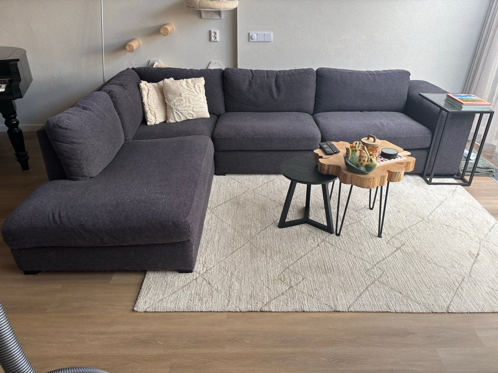 Hoekbank grijs - Kleine prijs - Ophalen na 8 september, Huis en Inrichting, Ophalen, Gebruikt, Hoekbank, 300 cm of meer