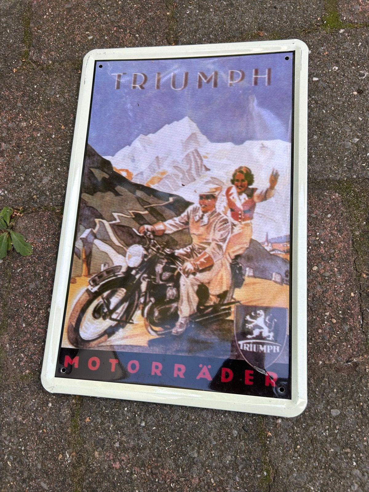 Vintage Triumph Motorfiets Emaille Reclamebord, Ophalen of Verzenden, Gebruikt, Motoren