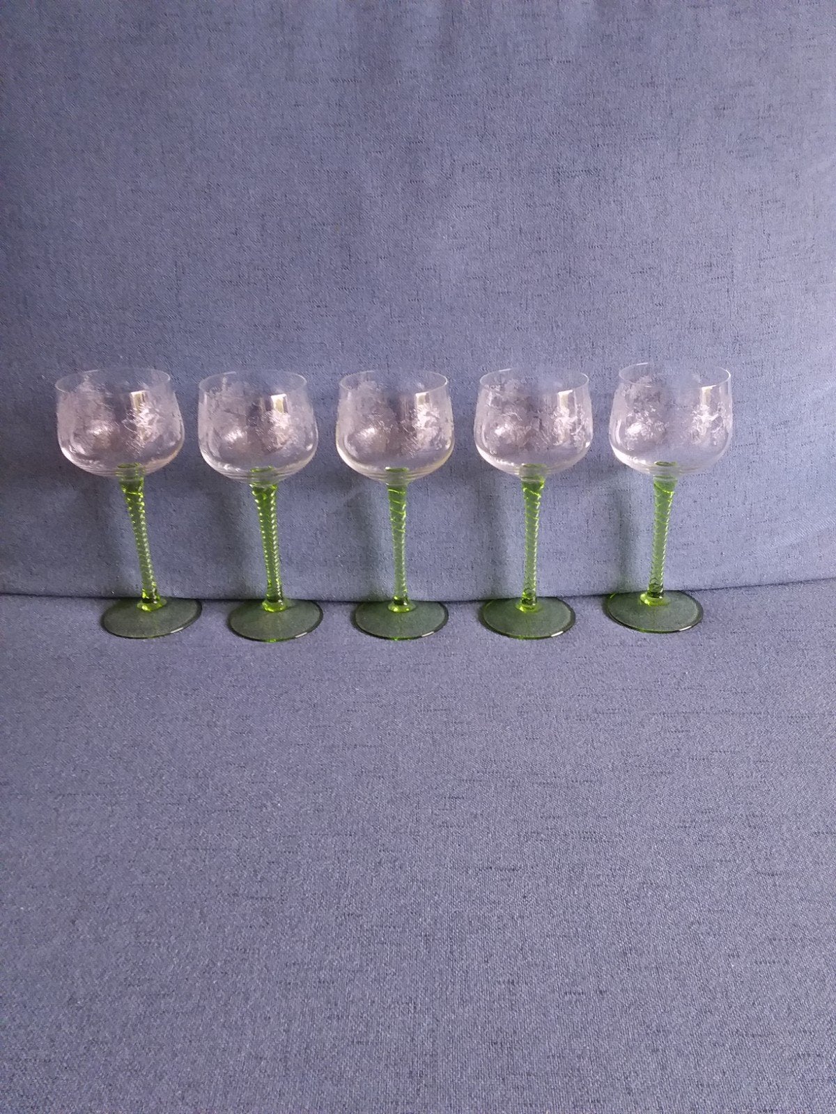 Wijnglazen met groene voet Vintage, Ophalen of Verzenden, Zo goed als nieuw, Overige typen