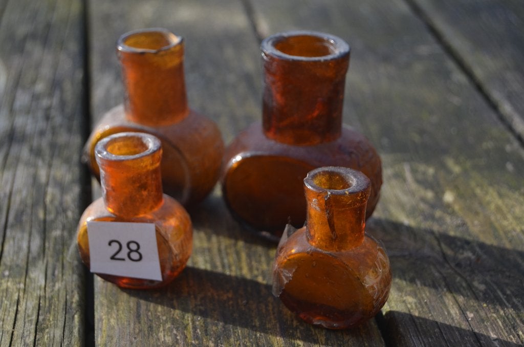 4 Bovril potjes bodemvondsten 1900 glas, Ophalen of Verzenden