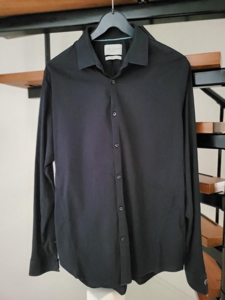 Donkerblauw overhemd van Cast Iron maat XL, Zwart, Ophalen of Verzenden, Zo goed als nieuw, Overige halswijdtes