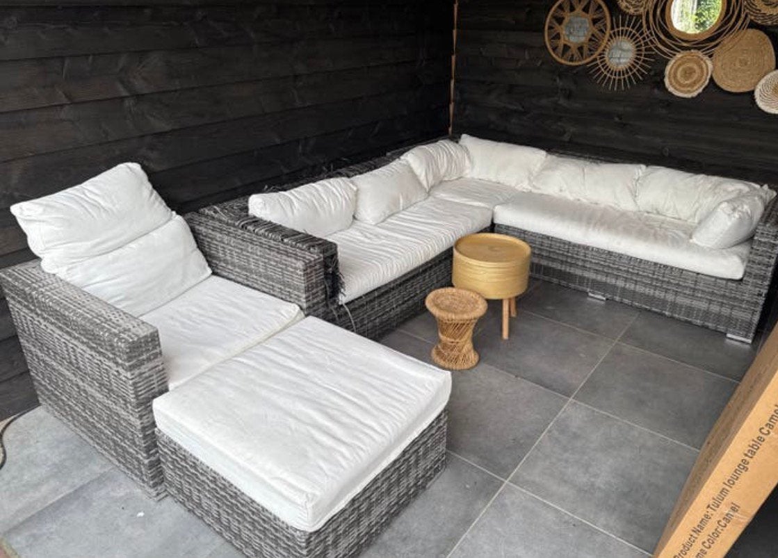 Gratis wicker loungeset, Ophalen, Gebruikt, Wicker, Bank