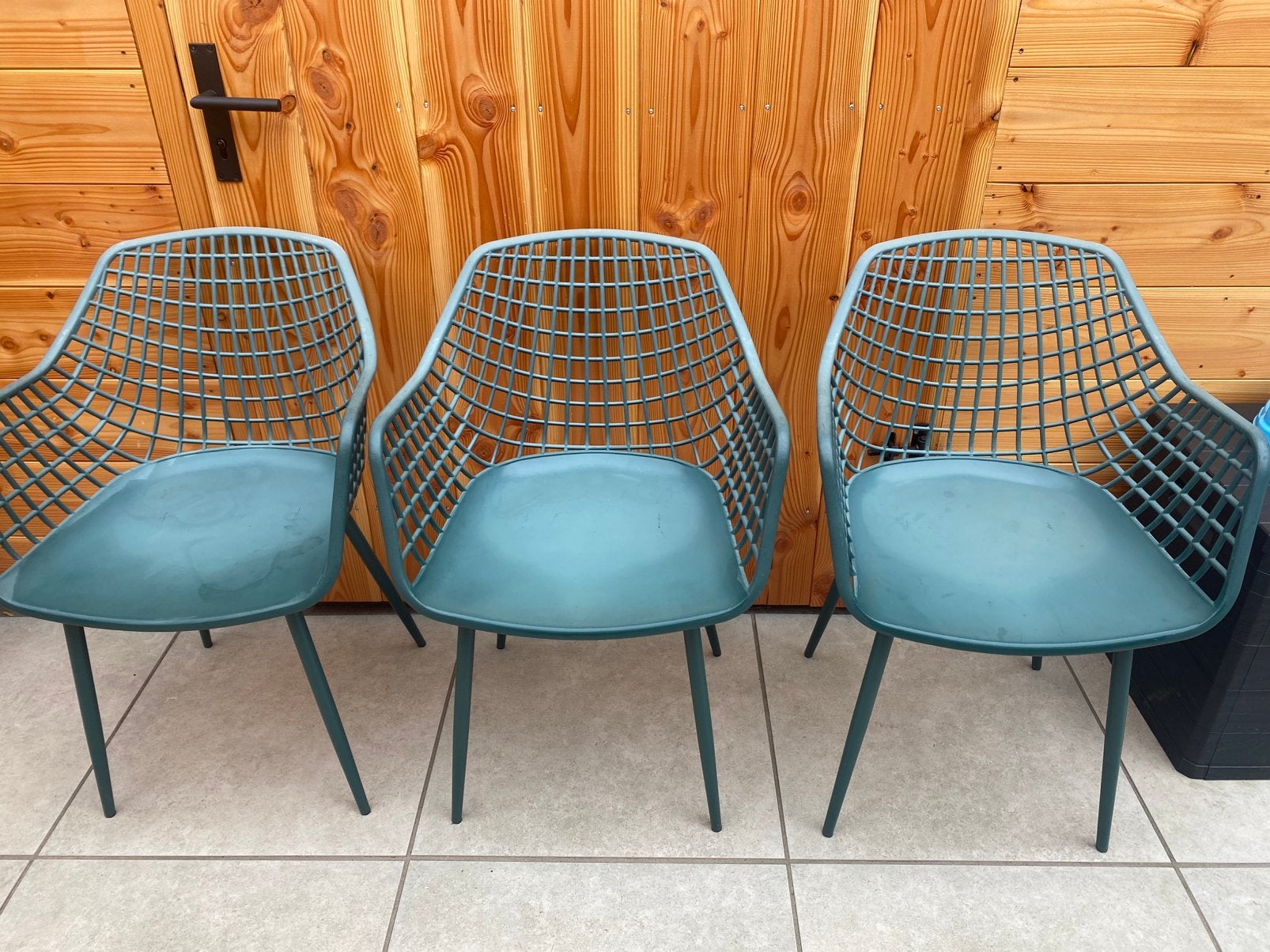 3 webbing tuinstoelen, Ophalen, Gebruikt, Kunststof