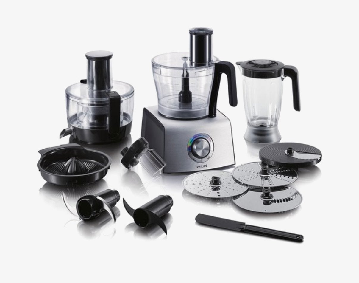 Philips Foodprocessor HR7775 Compleet met accessoires, 3 snelheden of meer, Ophalen of Verzenden, Zo goed als nieuw, 2 tot 3 liter